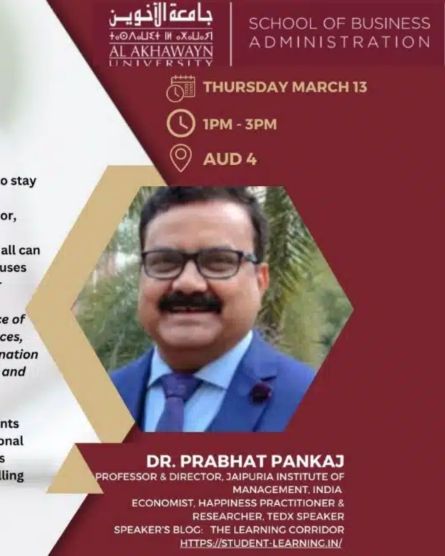 Session on Happiness at Al Akhawayn University, Morocco