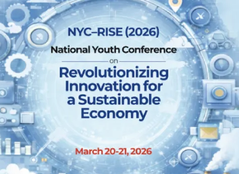 Poster announcing NYC-RISE 2026 National Youth Conference on Revolutionizing Innovation for a Sustainable Economy, March 20–21, 2026.