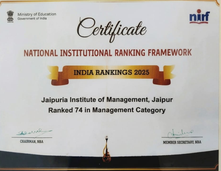 Jaipur NIRF Certificate 2025