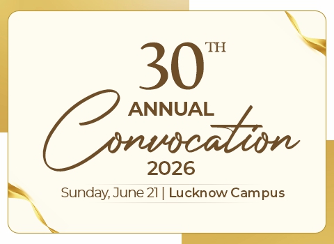 Banner announcing the 30th Annual Convocation 2026, with date Sunday, June 21 at Lucknow Campus.