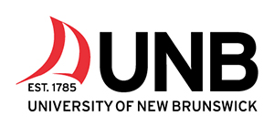 UNB logo: red sail icon with bold 'UNB' and 'University of New Brunswick, Est. 1785' text to the right and below it.