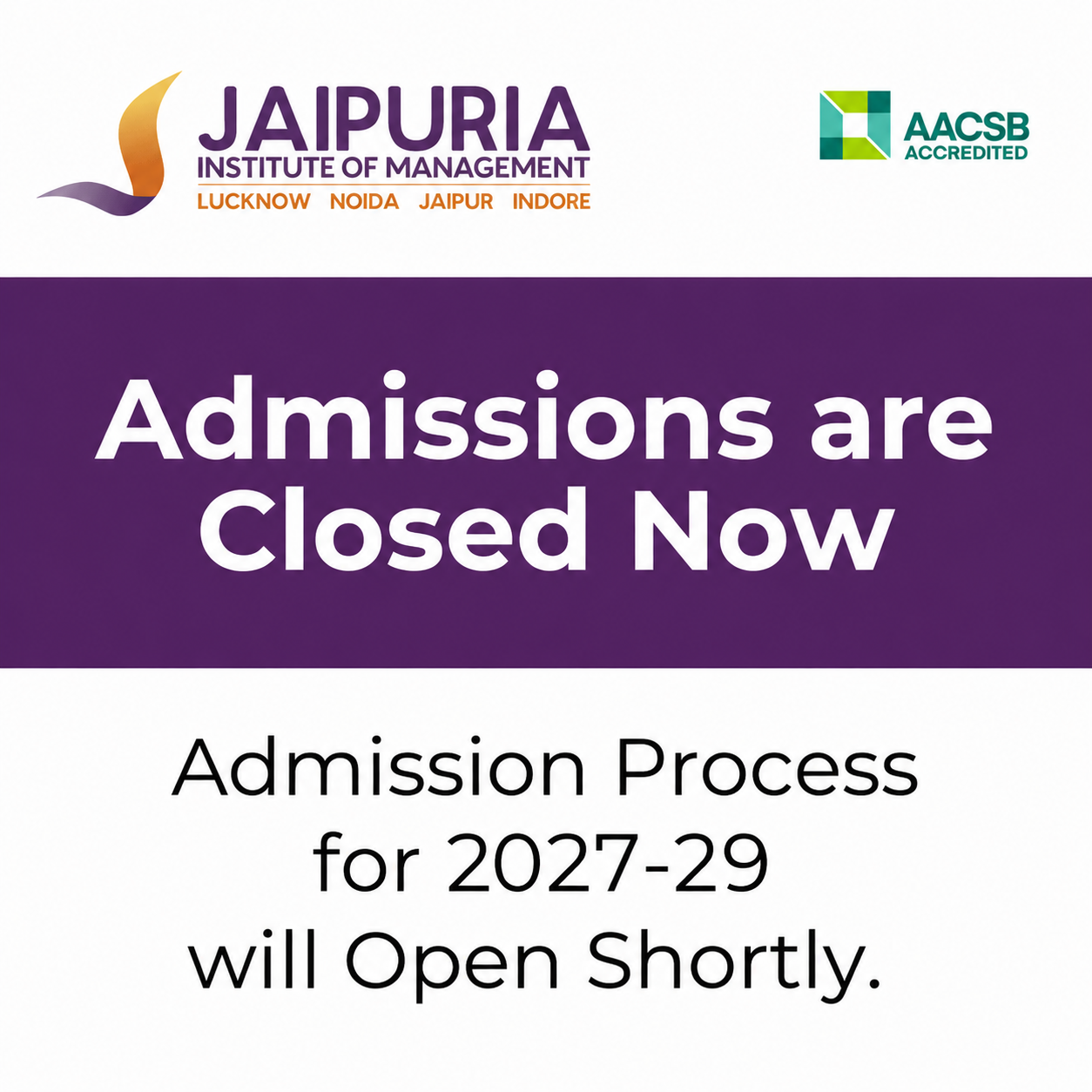 Jaipuria Admissions are Closed Now