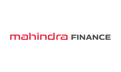 Mahindra Finance logo with red 'mahindra' text and gray 'FINANCE' wordmark