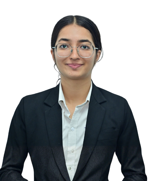 Professional portrait of a woman with round glasses wearing a black blazer and white shirt, facing the camera with a slight smile.