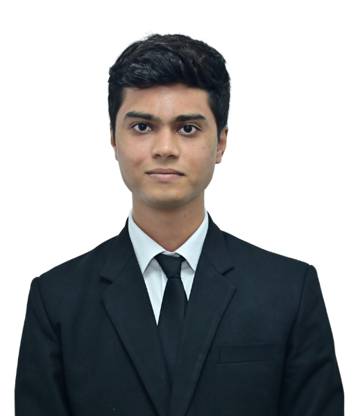 Portrait of a young man in a black suit and tie, facing the camera with a neutral expression.