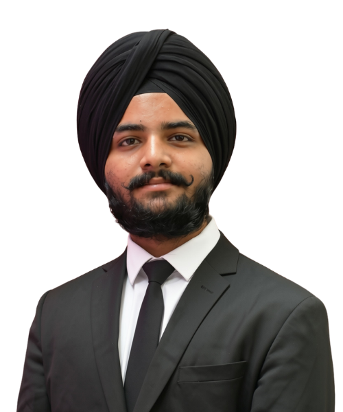 Portrait of a man wearing a black turban and suit, white shirt, and black tie, looking at the camera with a neutral expression.