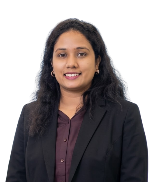 Professional headshot of a smiling woman in a black blazer and maroon blouse.