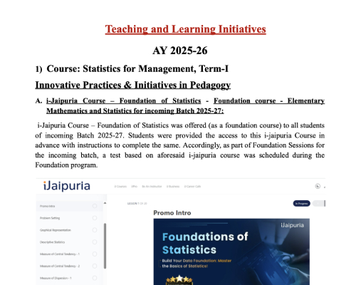 Teaching and Learning Initiatives AY 2025-26